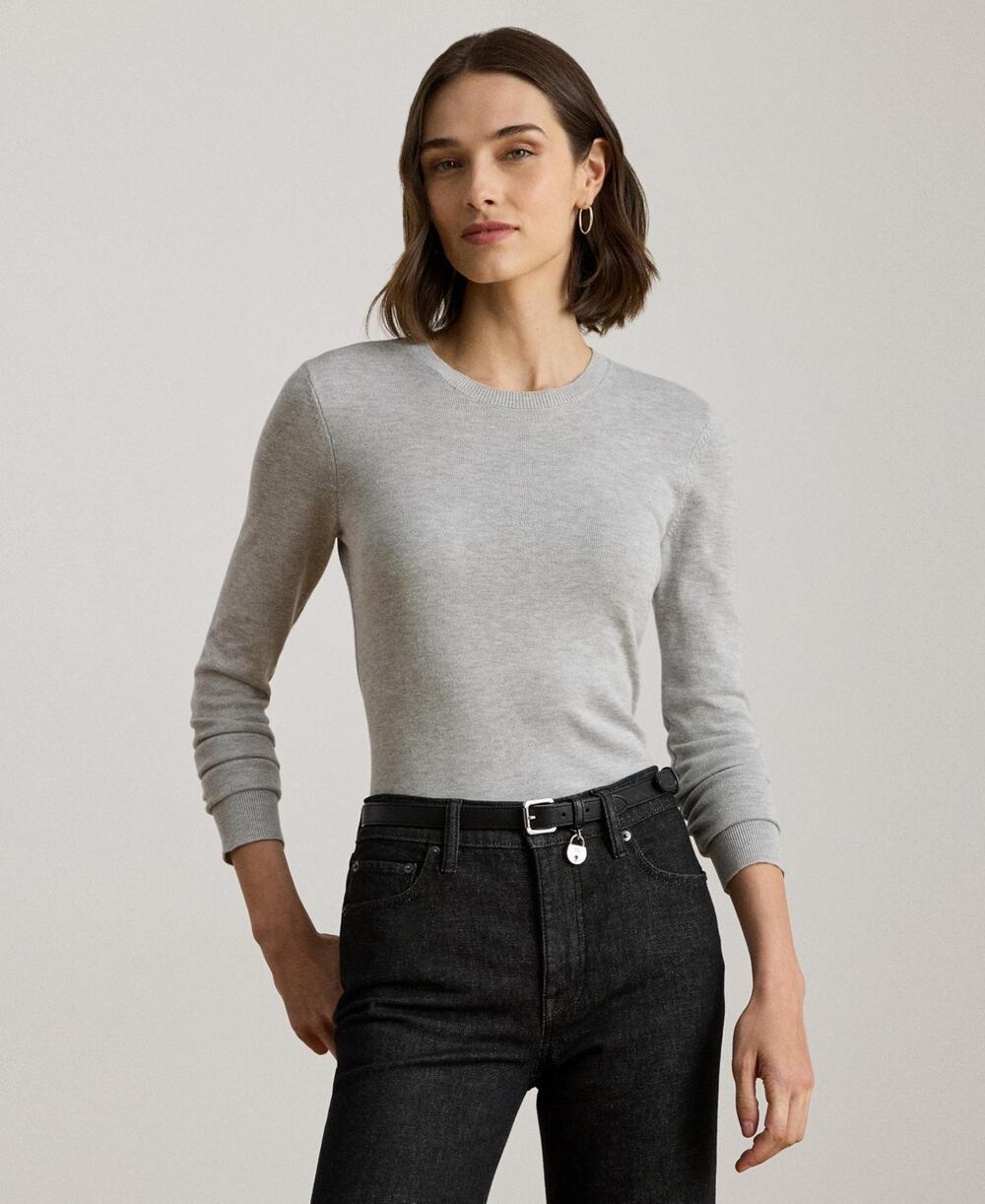Lauren Ralph Lauren Cotton Blend Blue Sweater Gray Size M 4067